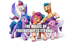 Size: 859x500 | Tagged: safe, edit, edited screencap, imported from derpibooru, screencap, hitch trailblazer, izzy moonbow, pipp petals, sunny starscout, zipp storm, earth pony, pegasus, pony, unicorn, female, g5, heartwarming, male, mane five (g5), my little pony: a new generation, op is a swan, positive ponies, simple background, white background