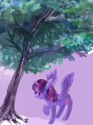 Size: 839x1125 | Tagged: safe, artist:laurasrxfgcc, imported from derpibooru, twilight sparkle, alicorn, pony, female, shading, solo, tree, twilight sparkle (alicorn)