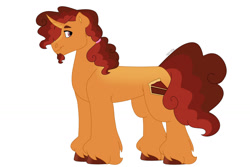 Size: 1280x854 | Tagged: safe, artist:itstechtock, imported from derpibooru, oc, oc only, oc:butter pecan, pony, unicorn, male, parent:peanut pastry, parent:pretzel, simple background, solo, stallion, white background