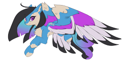 Size: 6038x2923 | Tagged: safe, artist:beardie, imported from derpibooru, oc, oc only, pegasus, pony, chest fluff, colored wings, commission, ear fluff, flying, looking at you, multicolored wings, simple background, solo, spread wings, transparent background, wings