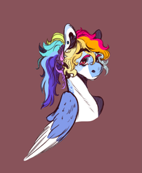 Size: 1223x1485 | Tagged: safe, artist:orphicswanart, imported from derpibooru, rainbow dash, pegasus, pony, alternate hairstyle, colored wings, colored wingtips, ear piercing, earring, glasses, jewelry, piercing, redesign, solo, wings