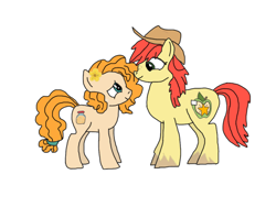 Size: 2048x1536 | Tagged: safe, artist:chanyhuman, imported from derpibooru, bright mac, pear butter, earth pony, pony, the perfect pear, bright bloom, brightbutter, butter pear, buttercup, female, femboy, feminine stallion, flower, flower in hair, folk, male, masculine mare, my little colt, rule 63, shipping, straight, tomboy