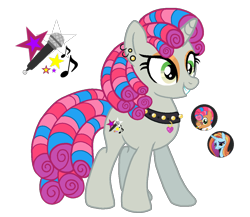 Size: 1192x1036 | Tagged: safe, artist:madlilon2051, imported from derpibooru, sassy saddles, starstreak, oc, oc only, pony, unicorn, base used, collar, ear piercing, earring, eyelashes, female, horn, jewelry, offspring, parent:sassy saddles, parent:starstreak, piercing, simple background, spiked collar, transparent background, unicorn oc