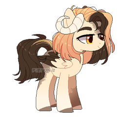 Size: 401x391 | Tagged: safe, artist:pierunie, imported from derpibooru, oc, oc only, pony, base used, colored wings, female, horns, simple background, solo, transparent background, two toned wings, wings