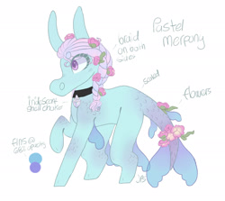 Size: 2200x1963 | Tagged: safe, artist:shinyantlers, imported from derpibooru, oc, oc only, pony, sea pony, choker, flower, flower in hair, raised hoof, seapony oc, simple background, solo, white background