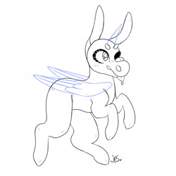Size: 1963x1963 | Tagged: safe, artist:shinyantlers, imported from derpibooru, oc, oc only, alicorn, pony, alicorn oc, base, horn, lineart, signature, simple background, solo, white background, wings