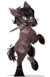 Size: 1407x2154 | Tagged: safe, artist:schokocream, imported from derpibooru, earth pony, pony, cassandra, chest fluff, dagger, ear fluff, ponified, rearing, simple background, tangled (disney), tangled: the series, weapon, white background