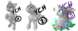Size: 5669x2267 | Tagged: safe, artist:schokocream, imported from derpibooru, oc, oc only, alicorn, alicorn oc, chest fluff, commission, eyes closed, flower, horn, simple background, smiling, white background, wings, your character here