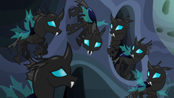 Size: 1280x720 | Tagged: safe, imported from derpibooru, screencap, changeling, to where and back again, changeling hive, flying