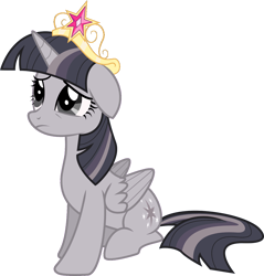 Size: 3547x3712 | Tagged: safe, artist:auburnborbon, artist:wardex101, edit, imported from derpibooru, twilight sparkle, alicorn, pony, princess twilight sparkle (episode), big crown thingy, discorded, discorded twilight, element of magic, female, floppy ears, frown, high res, jewelry, mare, regalia, sad, simple background, sitting, solo, transparent background, twilight sparkle (alicorn), twilight tragedy, vector