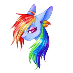 Size: 661x661 | Tagged: safe, artist:luciferreaps, imported from derpibooru, rainbow dash, pony, bust, female, makeup, simple background, solo, white background