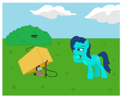 Size: 1280x1035 | Tagged: safe, artist:renacer87, imported from derpibooru, oc, oc:estevangel, oc:silvernaqua, earth pony, pony, male, plushie, pony plushie, trap (device)