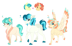 Size: 4200x2700 | Tagged: safe, artist:gigason, imported from derpibooru, aunt holiday, auntie lofty, oc, oc:ocean breeze, oc:sea glass, oc:siren serenade, earth pony, pegasus, female, magical lesbian spawn, male, mare, offspring, parent:aunt holiday, parent:auntie lofty, parents:lofty day, stallion