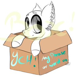 Size: 1356x1363 | Tagged: safe, artist:beamybutt, imported from derpibooru, oc, oc only, pony, box, bust, commission, ear fluff, pony in a box, smiling, solo, your character here