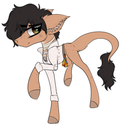 Size: 2245x2341 | Tagged: safe, artist:beamybutt, imported from derpibooru, oc, oc only, earth pony, pony, clothes, colored hooves, ear fluff, earth pony oc, high res, male, raised hoof, smiling, stallion