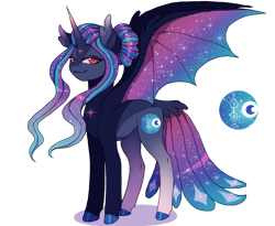 Size: 1280x1051 | Tagged: safe, artist:brot-art, imported from derpibooru, oc, oc only, alicorn, bat pony, bat pony alicorn, pony, bat wings, butt wings, clothes, female, hoof polish, horn, simple background, smiling, solo, starry wings, transparent background, wings