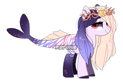 Size: 579x391 | Tagged: safe, artist:pierunie, imported from derpibooru, oc, oc only, pony, sea pony, base used, female, simple background, smiling, solo, transparent background