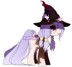 Size: 470x440 | Tagged: safe, artist:pierunie, imported from derpibooru, oc, oc only, earth pony, pony, :p, base used, female, hat, simple background, solo, tongue out, transparent background, witch hat