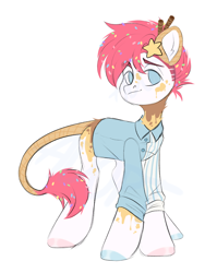 Size: 1100x1384 | Tagged: safe, artist:maximkoshe4ka, imported from derpibooru, oc, oc only, earth pony, pony, clothes, male, shirt, simple background, solo, stallion, white background