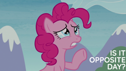 Size: 1920x1080 | Tagged: safe, edit, edited screencap, editor:quoterific, imported from derpibooru, screencap, pinkie pie, earth pony, pony, season 8, the maud couple, crying, female, mare, opposite day, sad, solo