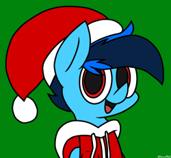 Size: 2234x2064 | Tagged: safe, artist:derpyalex2, imported from derpibooru, oc, oc only, oc:shy-fly, pegasus, pony, christmas, clothes, hat, high res, holiday, hoodie, jacket, male, santa hat