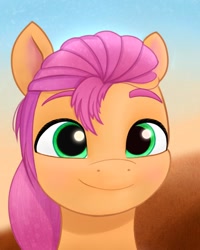 Size: 1080x1350 | Tagged: safe, artist:pipp_petal, imported from derpibooru, sunny starscout, earth pony, pony, female, g5, mare, my little pony: a new generation, smiling, solo