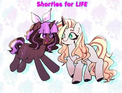 Size: 1066x819 | Tagged: safe, artist:riukime, imported from derpibooru, oc, oc only, oc:lunny tearful, pony, unicorn, duo, female