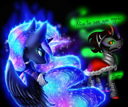 Size: 2119x1771 | Tagged: safe, imported from derpibooru, king sombra, princess luna, alicorn, pony, unicorn, evil, female, fight, light, male