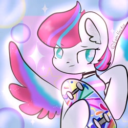 Size: 1024x1024 | Tagged: safe, artist:bumbleshy, imported from derpibooru, zipp storm, pegasus, pony, female, g5, hoof hold, my little pony: a new generation, skateboard, solo, spread wings, wings