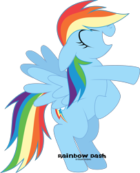 Size: 7042x8660 | Tagged: safe, artist:oobrushstrokeoo, imported from derpibooru, rainbow dash, pegasus, pony, absurd resolution, backwards cutie mark, bipedal, eyes closed, female, grin, laughing, mare, open mouth, pointing, simple background, smiling, solo, transparent background