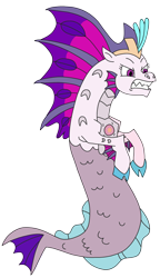 Size: 1816x3148 | Tagged: safe, artist:supahdonarudo, imported from derpibooru, queen novo, siren, series:novoember, my little pony: the movie, angry, female, pearl, queen novo's orb, simple background, sirenified, solo, species swap, transparent background