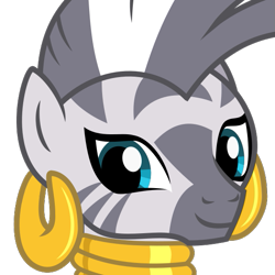 Size: 567x567 | Tagged: safe, artist:lightningbolt, derpibooru exclusive, imported from derpibooru, zecora, pony, zebra, derpibooru, .svg available, bracelet, bust, derpibooru badge, ear piercing, earring, female, jewelry, looking at you, mare, meta, neck rings, necklace, piercing, quadrupedal, show accurate, simple background, solo, stripes, svg, transparent background, vector