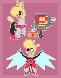 Size: 3234x4096 | Tagged: safe, artist:mrneo, imported from derpibooru, alpaca, robot, them's fightin' herds, basket, community related, crossover, mettaton, mettaton ex, mettaton neo, paprika (tfh), picnic basket, undertale, wings