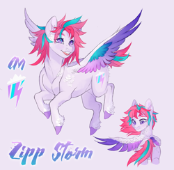 Size: 2377x2317 | Tagged: safe, artist:jadejellie, imported from derpibooru, zipp storm, pegasus, pony, alternate hairstyle, colored wings, female, g5, high res, multicolored wings, my little pony: a new generation, solo, wings