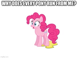 Size: 577x433 | Tagged: safe, imported from derpibooru, pinkie pie, earth pony, pony, female, mare, meme, simpsons did it, solo, urine