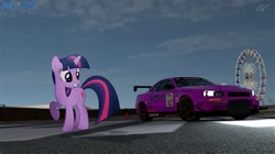 Size: 474x266 | Tagged: safe, imported from derpibooru, fluttershy, pinkie pie, rainbow dash, rarity, twilight sparkle, pony, unicorn, car, female, gran turismo, nissan skyline, solo, unicorn twilight