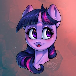 Size: 1500x1500 | Tagged: safe, artist:amishy, imported from derpibooru, twilight sparkle, pony, unicorn, :p, bust, collaboration, collaboration:too many twilight, female, mare, portrait, solo, tongue out