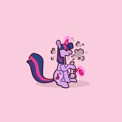 Size: 2048x2048 | Tagged: safe, artist:possumpupper, imported from derpibooru, twilight sparkle, pony, unicorn, bong, drugs, high res, highlight sparkle, levitation, lighter, magic, marijuana, solo, telekinesis