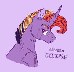 Size: 2495x2431 | Tagged: safe, artist:queenderpyturtle, imported from derpibooru, oc, oc only, oc:captain eclipse, pony, unicorn, bust, high res, male, portrait, solo, stallion