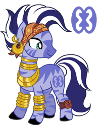 Size: 900x1147 | Tagged: safe, artist:madlilon2051, imported from derpibooru, oc, oc only, hybrid, pony, zebra, zony, base used, ear piercing, earring, jewelry, male, neck rings, offspring, parent:hoo'far, parent:zecora, piercing, simple background, smiling, solo, stallion, transparent background, zebra oc