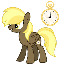 Size: 676x723 | Tagged: safe, artist:madlilon2051, imported from derpibooru, oc, oc only, pegasus, pony, base used, clock, female, mare, offspring, parent:derpy hooves, parent:doctor whooves, parents:doctorderpy, pegasus oc, simple background, smiling, solo, transparent background, wings