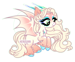 Size: 2199x1811 | Tagged: safe, artist:herusann, imported from derpibooru, oc, oc only, bat pony, pony, base used, bat pony oc, bat wings, chest fluff, eyelashes, female, hoof polish, horns, makeup, mare, simple background, smiling, solo, transparent background, wings