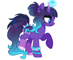 Size: 1754x1440 | Tagged: safe, artist:brot-art, imported from derpibooru, oc, oc only, bicorn, pony, base used, female, horn, magical lesbian spawn, makeup, mare, multiple horns, offspring, parent:princess luna, parent:twilight sparkle, parents:twiluna, raised hoof, simple background, smiling, solo, spiked wristband, transparent background, wristband