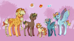 Size: 3840x2160 | Tagged: safe, artist:brot-art, imported from derpibooru, applejack, rainbow dash, earth pony, pegasus, pony, hat, high res, magical lesbian spawn, offspring, parent:applejack, parent:rainbow dash, parents:appledash, transgender, wings