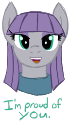 Size: 1019x1797 | Tagged: safe, artist:legendoflink, imported from derpibooru, maud pie, earth pony, pony, bust, cute, dialogue, female, looking at you, motivational, open mouth, positive ponies, simple background, smiling, solo, transparent background, when she smiles