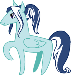 Size: 488x519 | Tagged: safe, artist:saby, derpibooru exclusive, imported from derpibooru, oc, oc only, oc:splendence, pegasus, pony, blue fur, game token, horse heresy, looking at you, male, ponytail, raised hoof, simple background, smiling, solo, stallion, standing, stylistic suck, token, transparent background, two toned mane
