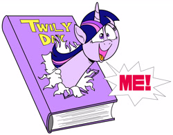 Size: 3493x2720 | Tagged: safe, artist:princebluemoon3, imported from derpibooru, twilight sparkle, adorkable, book, bust, cute, digital art, dork, female, high res, open mouth, open smile, simple background, smiling, twilight day, twilighting, white background