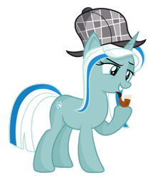 Size: 1280x1488 | Tagged: safe, artist:tenderrain-art, imported from derpibooru, oc, oc only, oc:tender rain, pony, unicorn, deerstalker, detective, female, hat, mare, pipe, sherlock holmes, simple background, solo, transparent background