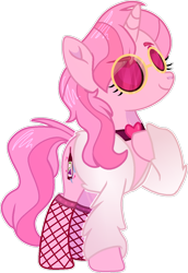 Size: 922x1341 | Tagged: safe, artist:rickysocks, imported from derpibooru, oc, oc only, pony, unicorn, female, fishnets, mare, simple background, solo, sunglasses, transparent background