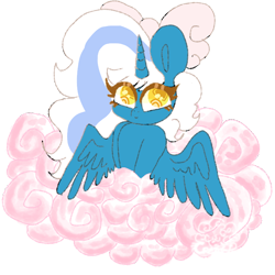 Size: 768x768 | Tagged: safe, artist:crezvcluu, imported from derpibooru, oc, oc:fleurbelle, alicorn, alicorn oc, bow, cloud, female, hair bow, horn, mare, simple background, transparent background, wings, yellow eyes